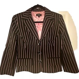 Bebe Black w/ Pink stripes 3 button blazer size 6